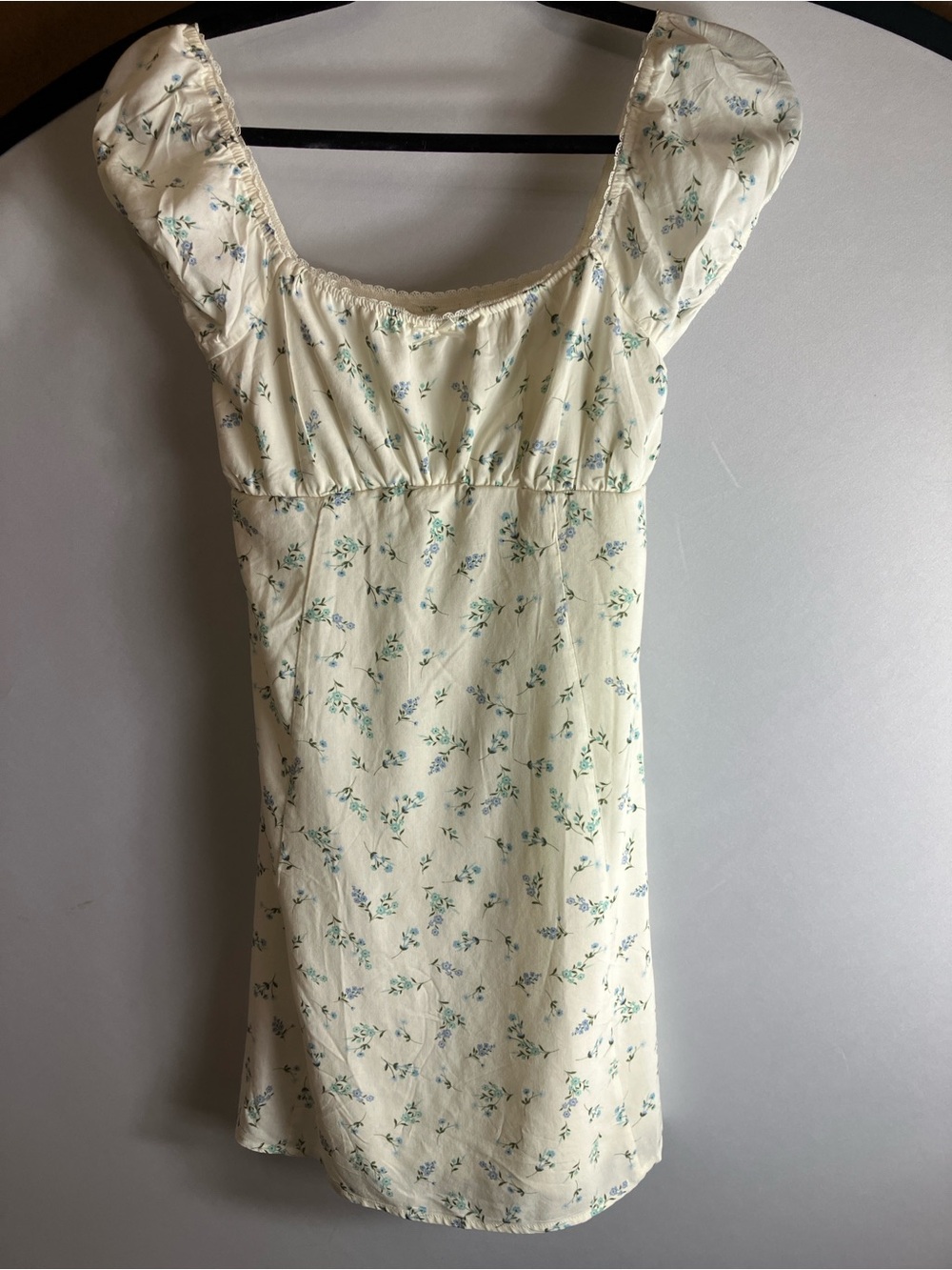 No Boundaries Ivory Dress with Blue and Green Floral Print - Picture 9 of 9